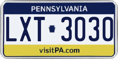 PA license plate LXT3030
