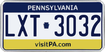 PA license plate LXT3032