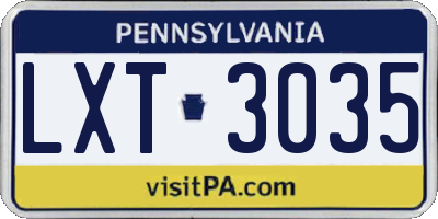 PA license plate LXT3035
