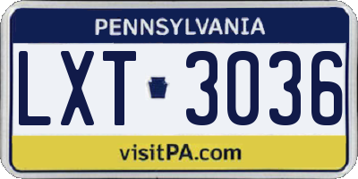 PA license plate LXT3036
