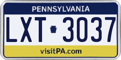 PA license plate LXT3037