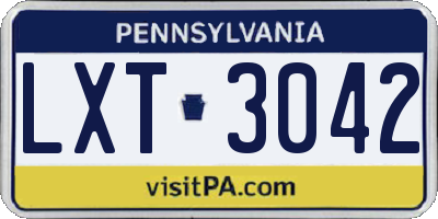 PA license plate LXT3042
