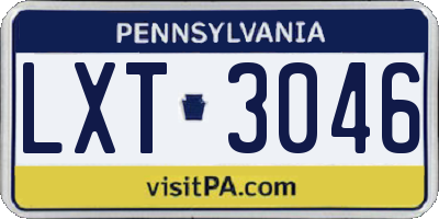 PA license plate LXT3046