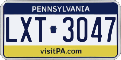 PA license plate LXT3047
