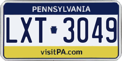 PA license plate LXT3049