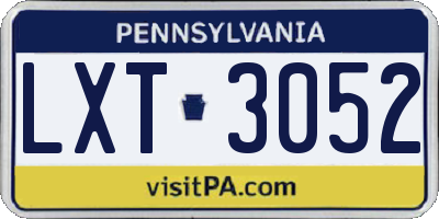 PA license plate LXT3052