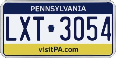 PA license plate LXT3054