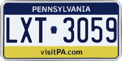 PA license plate LXT3059