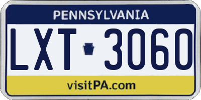 PA license plate LXT3060