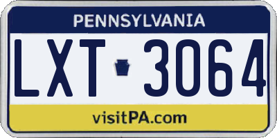 PA license plate LXT3064
