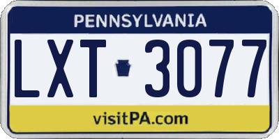PA license plate LXT3077