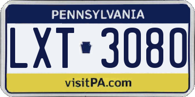 PA license plate LXT3080
