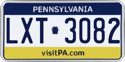 PA license plate LXT3082
