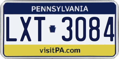 PA license plate LXT3084