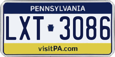 PA license plate LXT3086