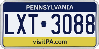 PA license plate LXT3088