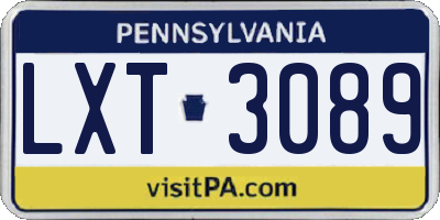 PA license plate LXT3089