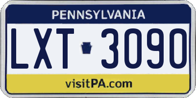 PA license plate LXT3090
