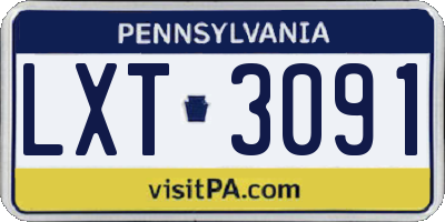 PA license plate LXT3091