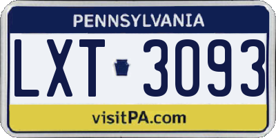 PA license plate LXT3093