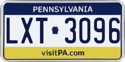 PA license plate LXT3096