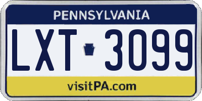 PA license plate LXT3099