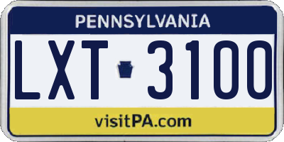 PA license plate LXT3100