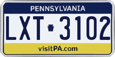 PA license plate LXT3102