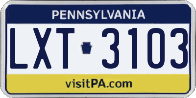 PA license plate LXT3103