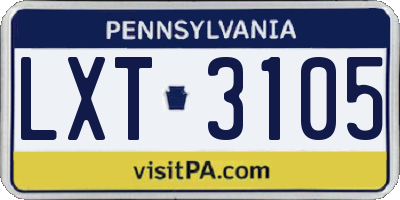 PA license plate LXT3105