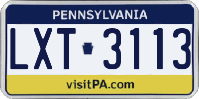 PA license plate LXT3113