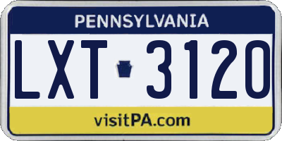 PA license plate LXT3120