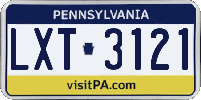 PA license plate LXT3121