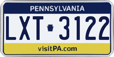 PA license plate LXT3122