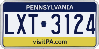 PA license plate LXT3124