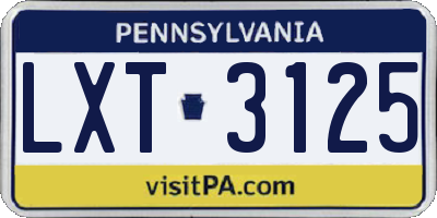 PA license plate LXT3125