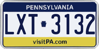 PA license plate LXT3132