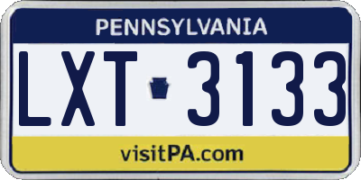 PA license plate LXT3133