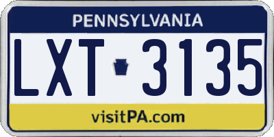PA license plate LXT3135