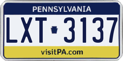 PA license plate LXT3137