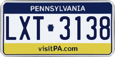 PA license plate LXT3138