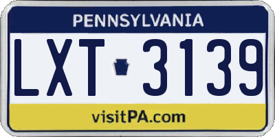 PA license plate LXT3139
