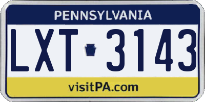 PA license plate LXT3143