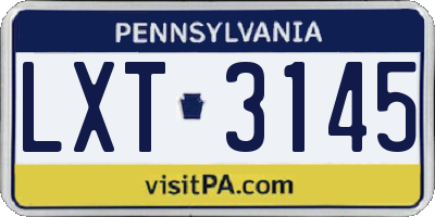 PA license plate LXT3145