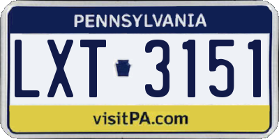 PA license plate LXT3151