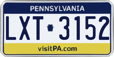 PA license plate LXT3152
