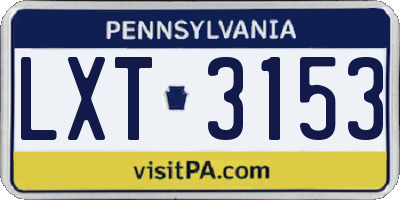 PA license plate LXT3153