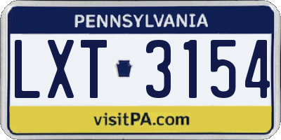 PA license plate LXT3154