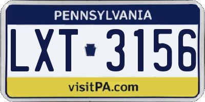 PA license plate LXT3156