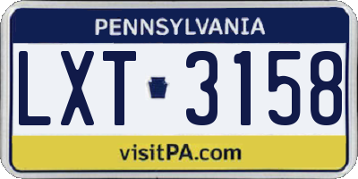 PA license plate LXT3158
